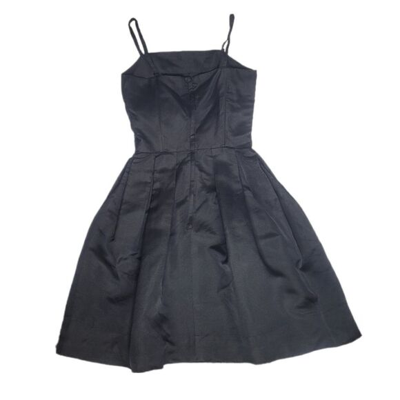 VINTAGE 50s dress Suzy Perette black sleeveless pleated fit and flare pinup XS - Picture 2 of 16